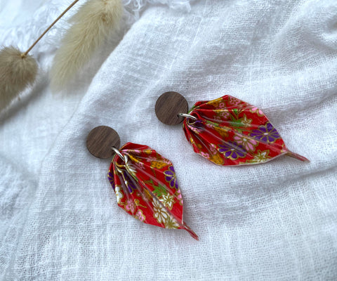 Leaf Earrings ( Red multi)