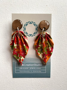 Leaf Earrings (Red/ Orange / Green)