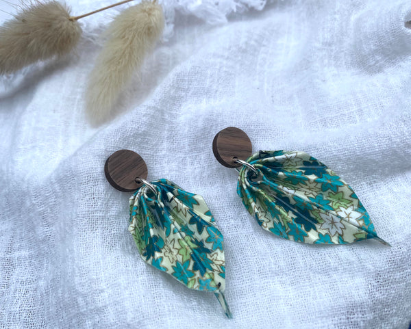 Leaf Earrings (Aqua)